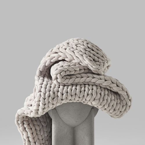 Chunky Knit Weighted Blanket UK 7kg - Luxury Hand-Woven Throw, Cosy Textured Blanket, Deep Sleep Anxiety Relief