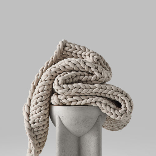 Chunky Knit Weighted Blanket UK 7kg - Luxury Hand-Woven Throw, Cosy Textured Blanket, Deep Sleep Anxiety Relief