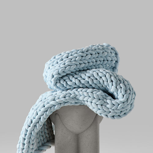 Chunky Knit Weighted Blanket UK 7kg - Luxury Hand-Woven Throw, Cosy Textured Blanket, Deep Sleep Anxiety Relief